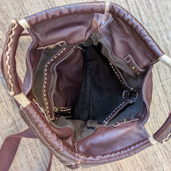 Anthropologie 49 Square Miles Brown Leather Messenger Bag Hobo Satchel Purse EUC - Picture 8 of 12